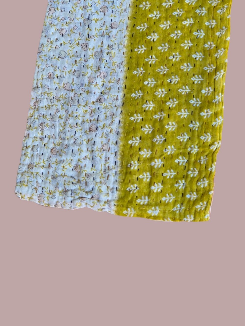 Connexions Fair Trade India Artisan Kantha Cotton Scarf Boho Art to Wear NWOT - Picture 7 of 11